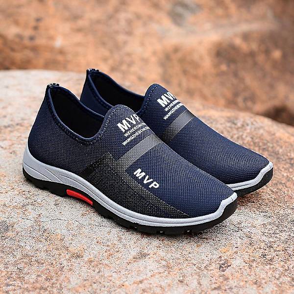 Sommar Mesh Män Skor Lättvikts Sneakers Herr Mode Casual Walking Skor 2G107 Blue 41