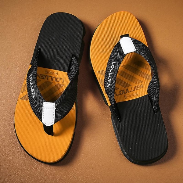 Herrtofflor Sommarmodeskor Halkfria strandsandaler l-226 BlackYellow 42
