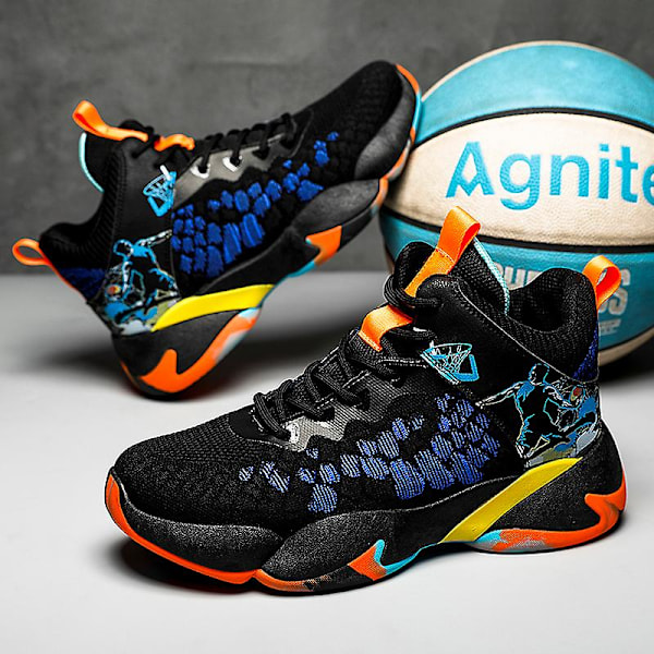 Basketskor för män Mode Halkfria sneakers Andas sportskor W23 BlackBlue 41