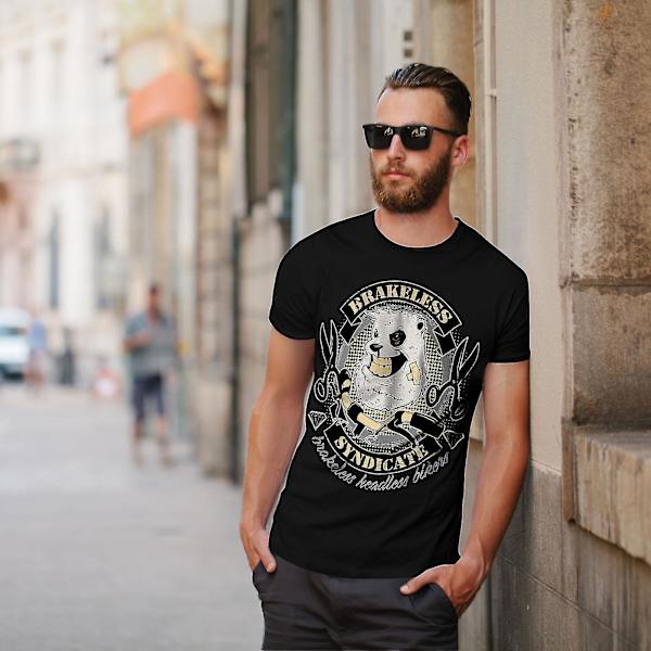 Bromslös Syndicate Biker Men Blackt-shirt | Wellcoda S