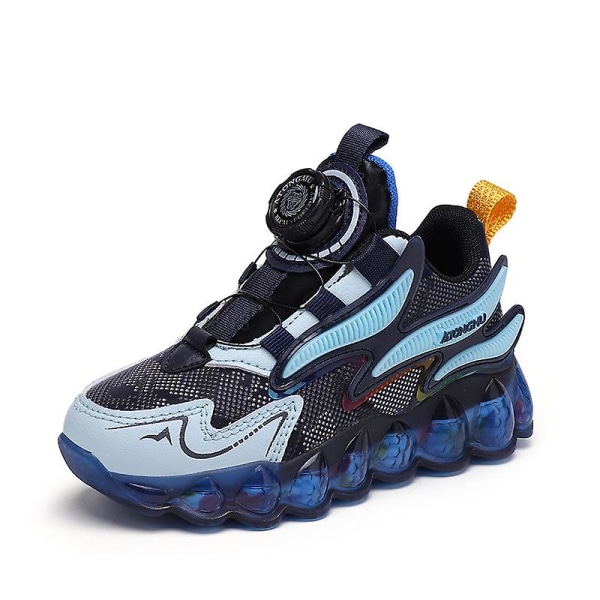 Sneakers för barn Löparskor med vridknapp Mode Pojkar Flickor Sportskor 2L1215 Blue 37