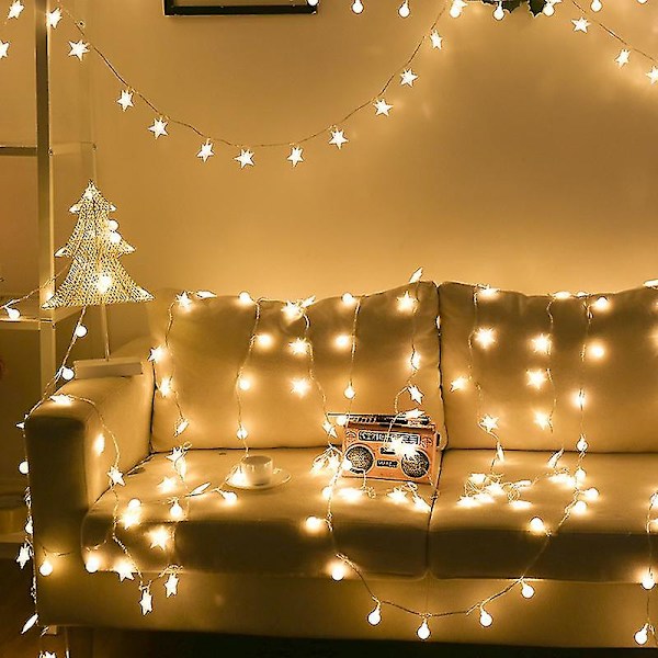Star 100 Led Star String Lights, Plug In Fairy String Lights Vattentät, utdragbar