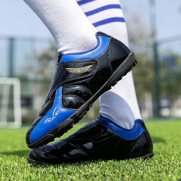 Fotbollsskor för barn Pojkar Flickor Fotbollsskor Grästräning Sport Skor Sneakers Yj22030 BlackBlue 29