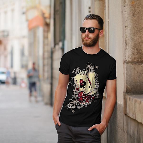 Gamble Poker Player Herr Blackt-shirt | Wellcoda M