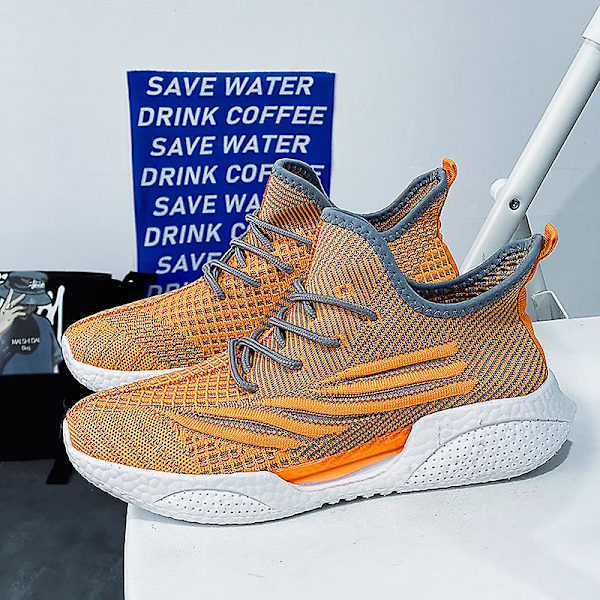 Herrskor Flyknit Sneakers Andas Slip-On löparskor FB2622 Orange 40