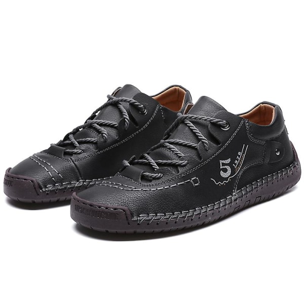 Herrskor Mode Läderskor Handsydda Casual Shoes 9931 Black 44