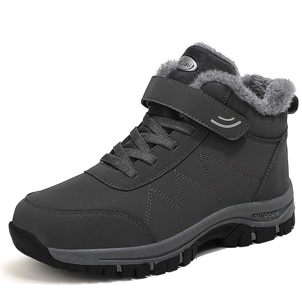 Snöskor för damer för män Vattentät Slip On Päls Fodrade Sneakers Vinter Varma Skor 2K2916 Gray 36