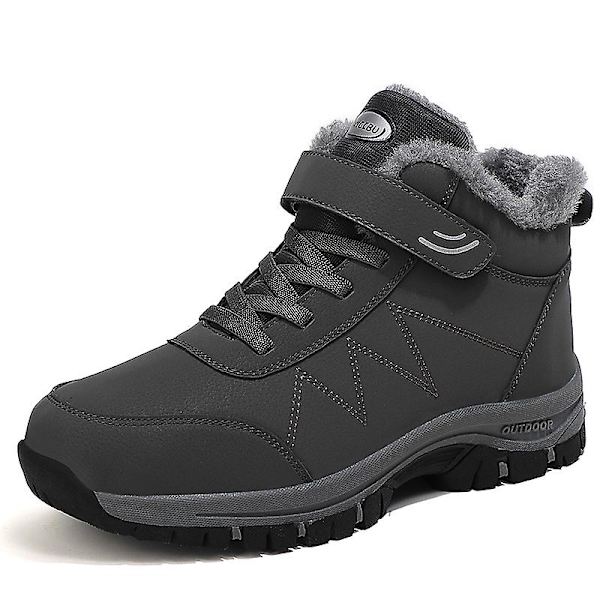 Snöskor för damer för män Vattentät Slip On Päls Fodrade Sneakers Vinter Varma Skor 2K2916 Gray 36