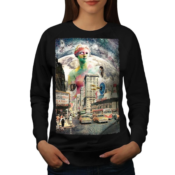 Abstrakt City Mars Women Blacksweatshirt | Wellcoda S