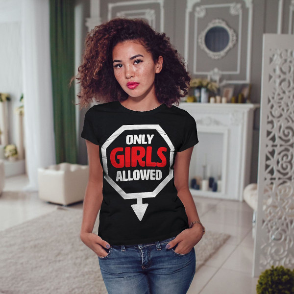 Endast flickor slogans Roliga kvinnor Blackt-shirt L