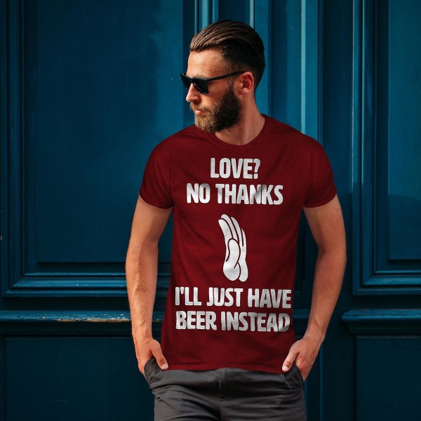 No Love Beer Joke Roliga män Röd-skjorta | Wellcoda 3XL