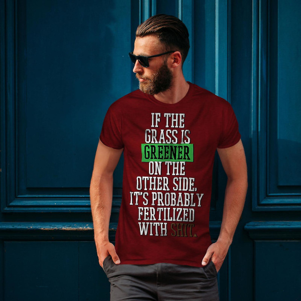 Grass Is Green Joke Men Redt-shirt | Wellcoda M