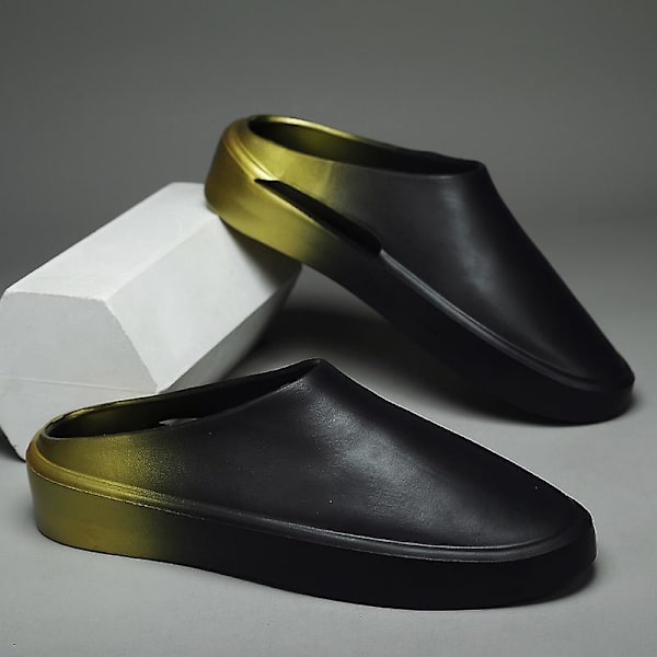 Män Kvinnor Strandtofflor Mode Sandaler Utomhus Halkfria inomhusskor YJ92112 BlackGold 41-42