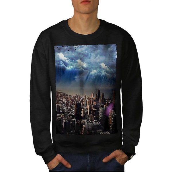 Storm Sky Photo City Män Blacksweatshirt XL