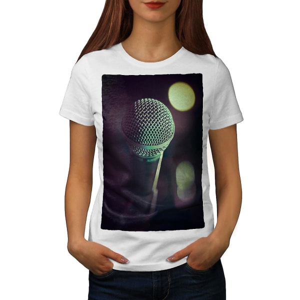 Mikrofon Sång Kvinnor Whitet-shirt XXL
