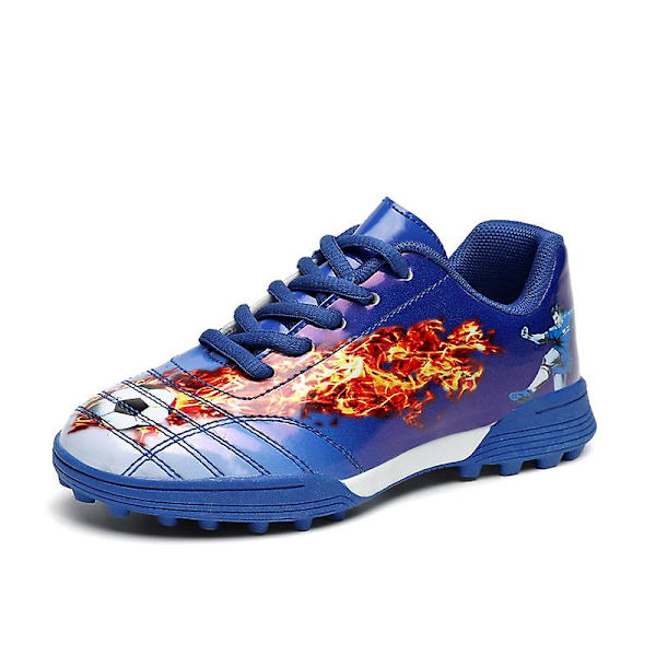Fotbollsskor för barn Halkfria fotbollsskor Klossar Gräs Fotbollssneakers Yj681 Blue 34