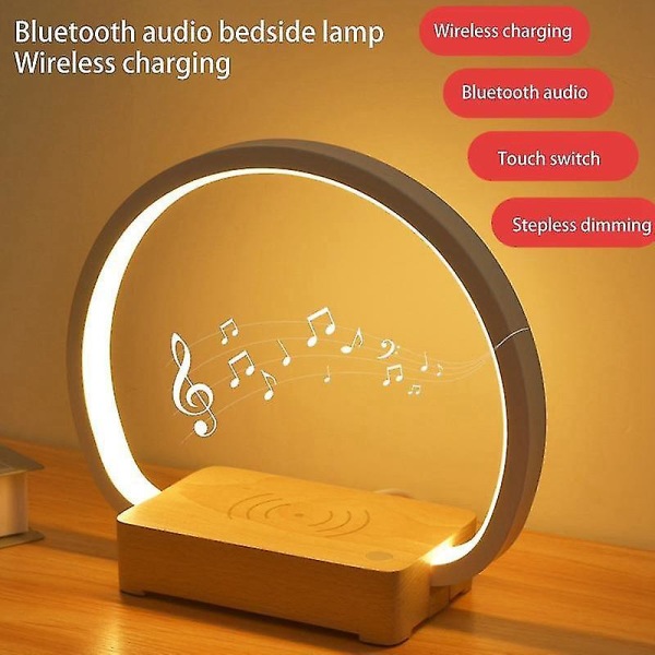 Modern led skrivbordslampa bluetooth högtalare bordslampa trådlös laddning kontakt nattlampor vid sängen fo