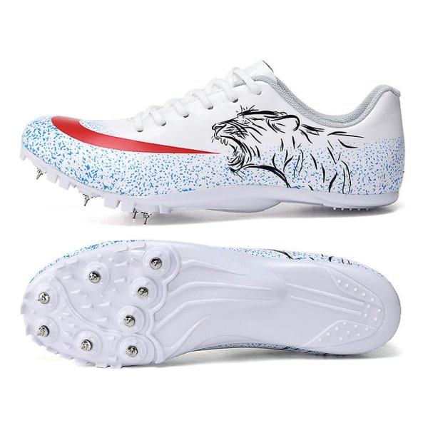 Friidrottsskor för män Spikes Track Race Hoppande Sneakers Professionell löpning Nail Spikes Skor 3B2216 White 42