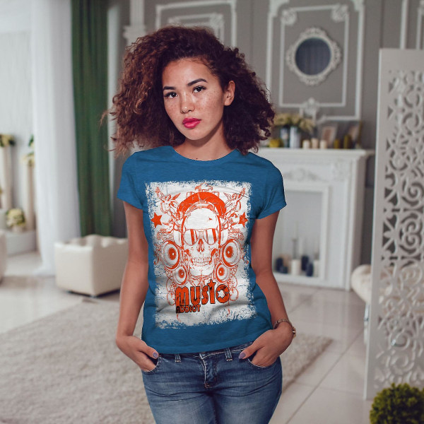 Skull Hörlurar Musik Kvinnor Royal Bluet-shirt 3XL