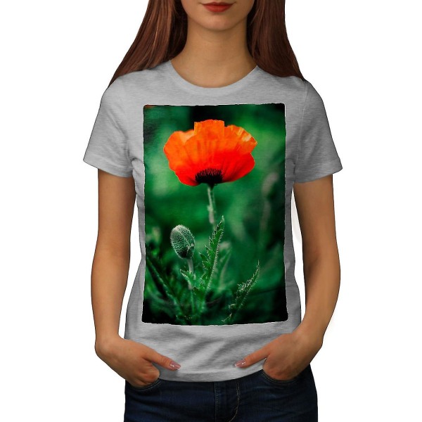 Red Flower Nature Dam Grå-skjorta XL