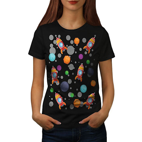 Space Explorers Svart t-shirt för kvinnor M