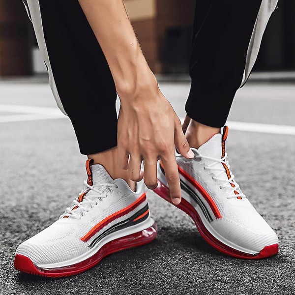 Herrskor Andas Mode Luftkudde Sneakers Sport löparskor 2Cbf22 WhiteRed 39