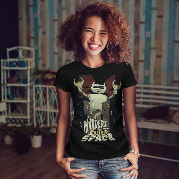 Invaders Space Robot Geek T-shirt för kvinnor 3XL