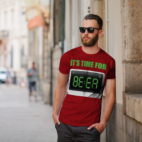 Beer Time Cool Joke Men Röd-skjorta 3XL