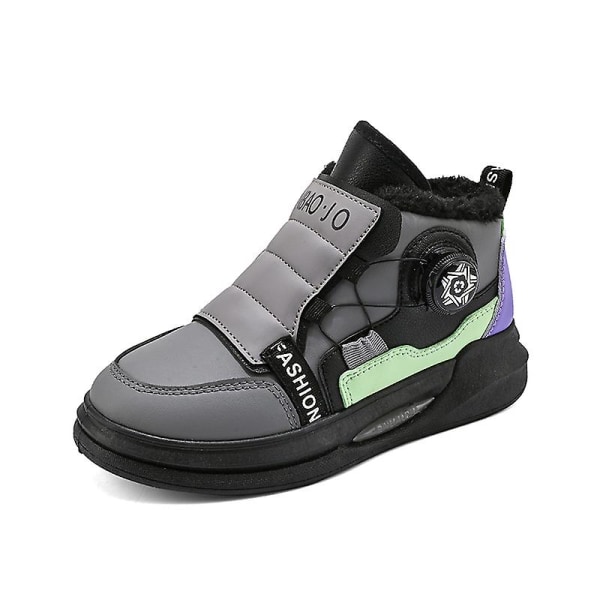 Barn Sneakers Löparskor med vridknapp Mode Pojkar Flickor Sportskor 2Lmk011 Gray 37