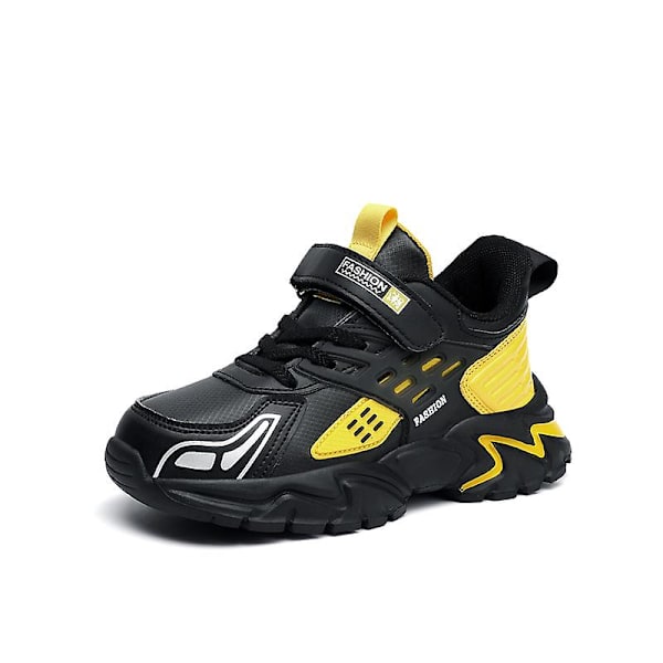 Barn Sneakers Andas löparskor Pojkar Flickor Mode Sportskor R2022 BlackYellow 34