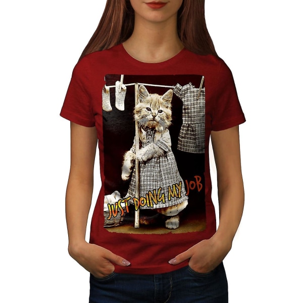 Gör jobb Kitty Söt T-shirt för kvinnor XXL