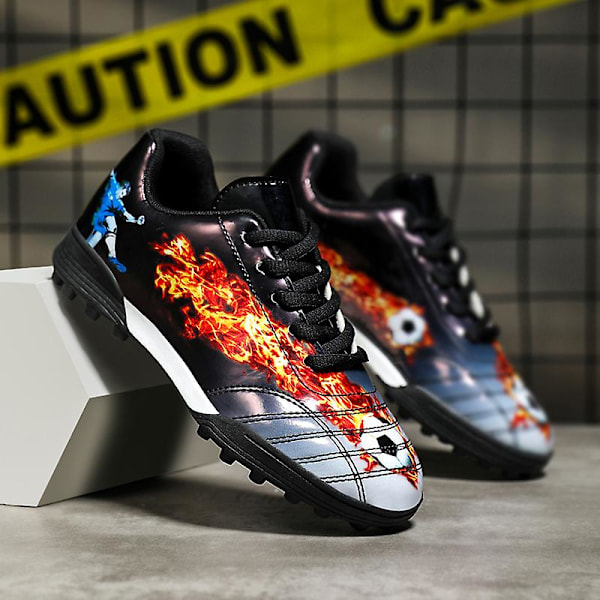 Fotbollsskor för barn Halkfria fotbollsskor Klossar Gräs Fotbollssneakers Yj681 Black 34
