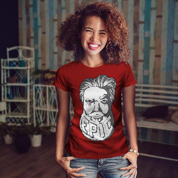 Epic Beard Swag Röd-skjorta för kvinnor M
