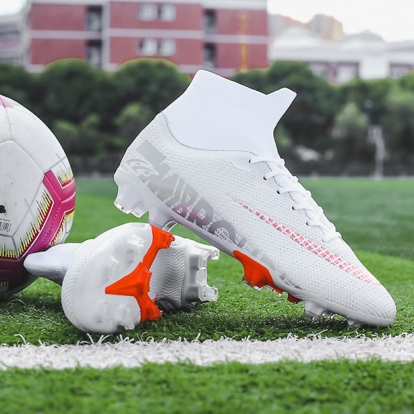 Fotbollsskor för män Halkfria fotbollsskor för män, Gräs Fotbollssneakers 1313 White 40