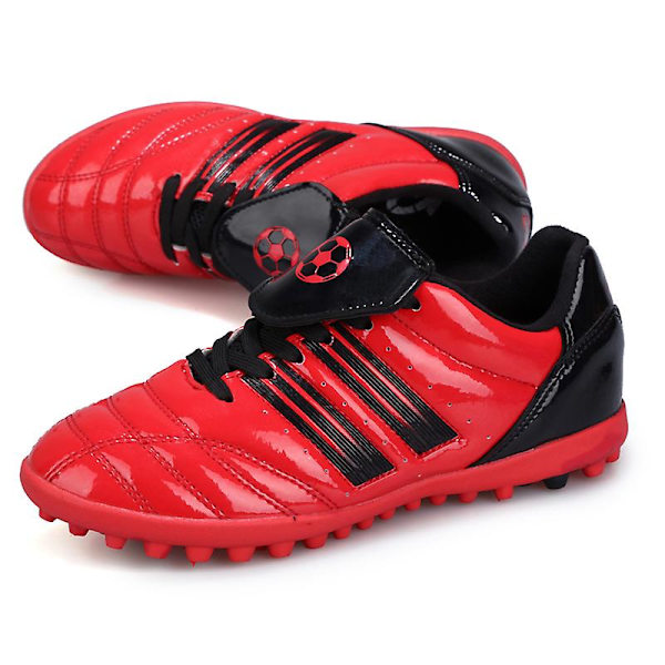 Pojkar Fotbollsskor Spikes Fotbollsskor för ungdomar Ankelstövlar Atletisk Sneaker 3C26005 RedBlack 32