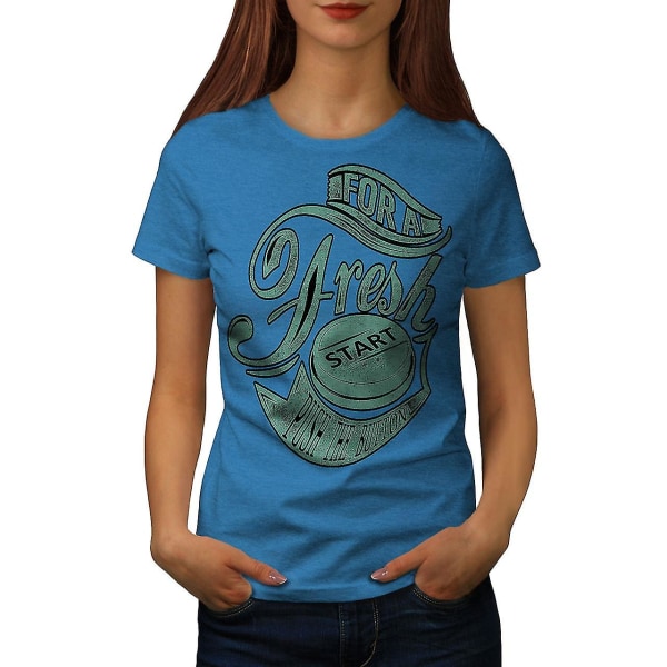 Fresh Start Button Dam Royal Bluet-shirt 3XL