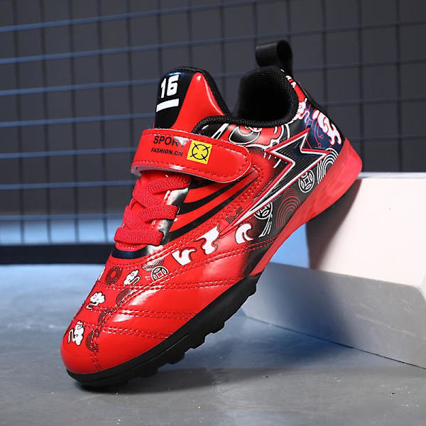 Fotbollsskor för barn Pojkar Flickor Fotbollsskor Grästräning Sport Skor Sneakers Yj723 Red 36