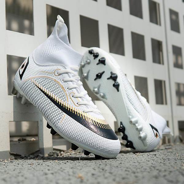 Fotbollsskor för män Halkfria fotbollsskor för herr, Gräs Fotbollssneakers Yjz18 White 39