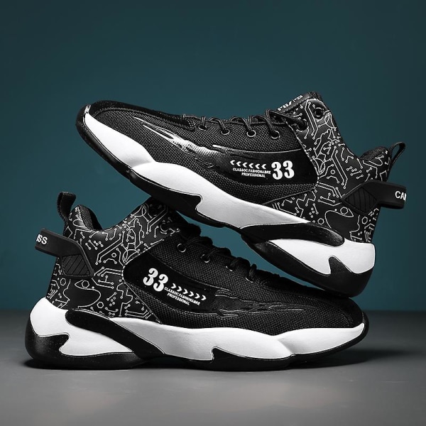 Basketskor för män Mode Halkfria sneakers Andas Pojkar Flickor Sportskor 266 Black 44