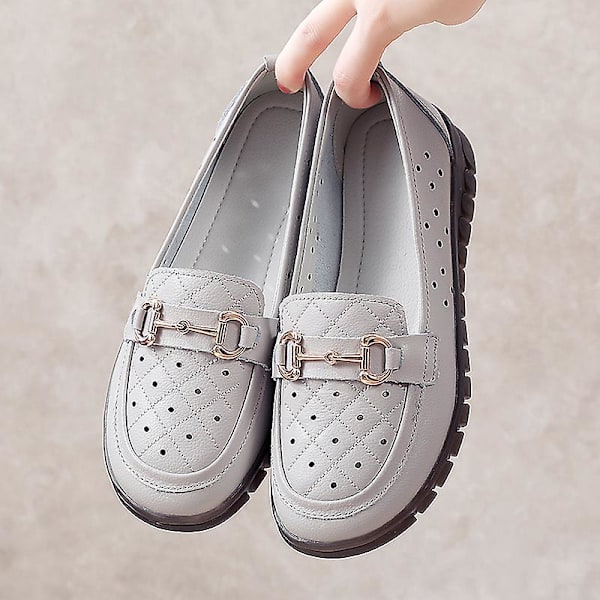 Kvinnors casual Andas Loafers Mode sjuksköterskeskor 2D6597-1 Gray 40