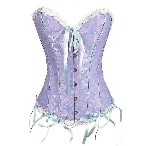 Tube Top Jacquard Gothic Palace Korsett Väst Shapewear Korsett Blue S