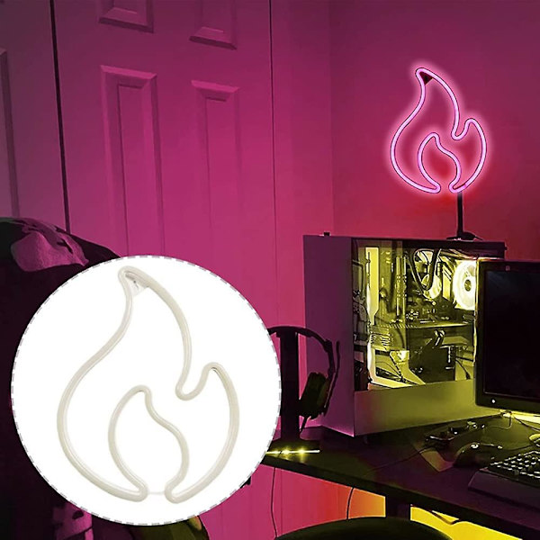 Flame Neonskylt, Röd och Gul Flame Neon med På/Av-brytare, Flame Led Light Sign