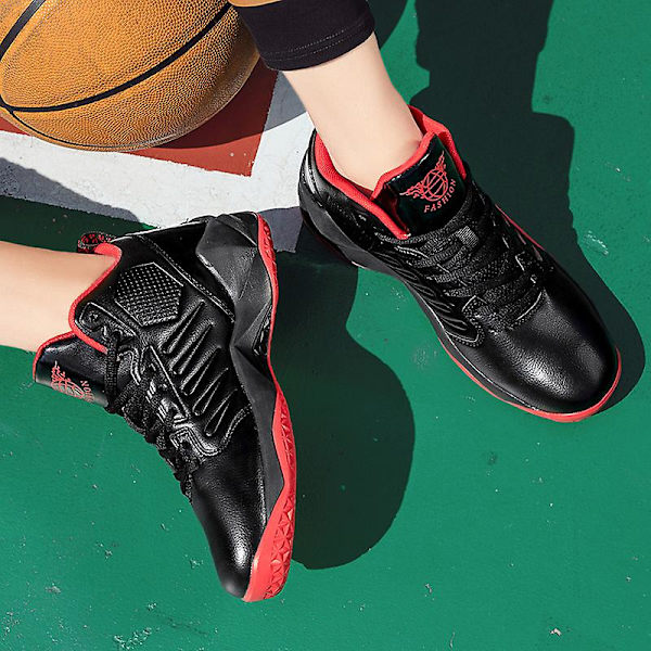 Basketskor för män Aldult Bekväma Sneakers Utomhussportskor 3B9136 BlackRed 43