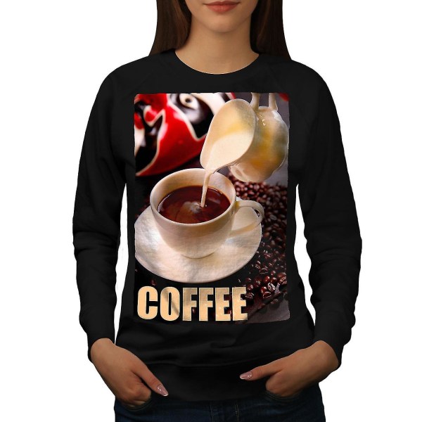 Kaffebönor Mjölk Mat Kvinnor Blacksweatshirt XXL