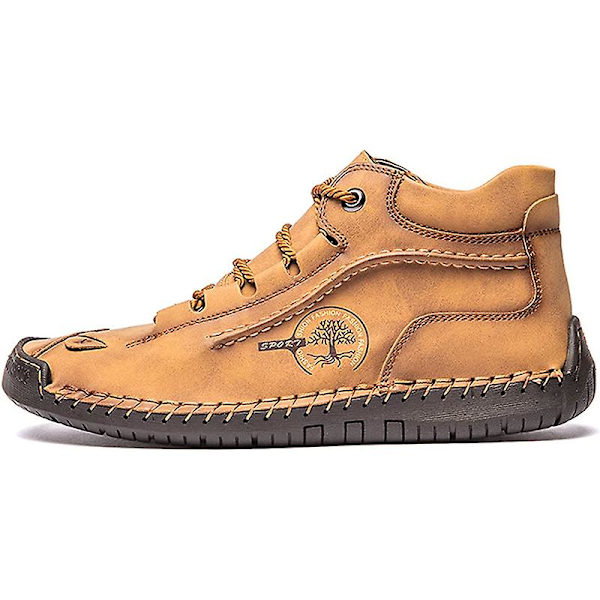 Herrskor Bekväma ankelstövlar Handsömmar Casual Herr Loafers Mjuk sula Andas Flats Skor Yellow 44