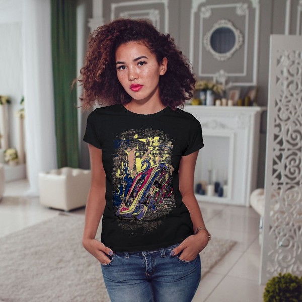 Kassettspel Rockmusik Kvinnor Blackt-shirt | Wellcoda M