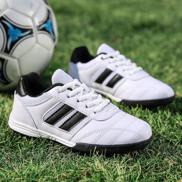 Fotbollsskor för barn Halkfria fotbollsskor Klossar Gräs Fotbollssneakers Yjs520 WhiteBlack 32