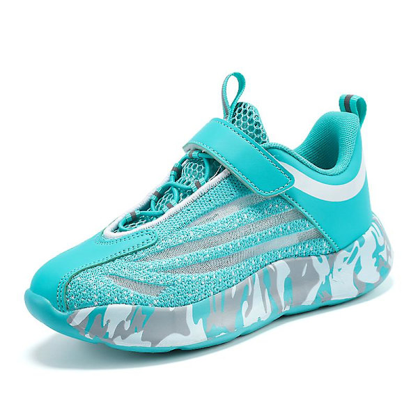Barn Sneakers Pojkar Basketskor Halkfria Kid Sportskor 3B9018 Cyan 34