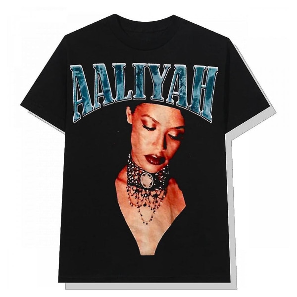 Retro 90-tal Aaliyah Black Tee Sällsynt T-shirt L