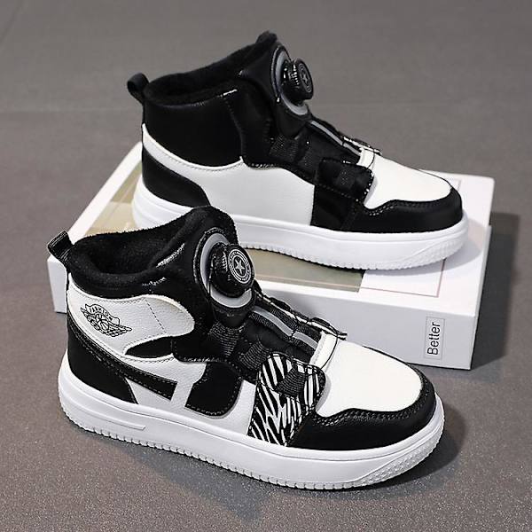 Sneakers för barn Löparskor med vridknapp Mode Pojkar Flickor Sportskor 2Lz708 BlackWhite 34